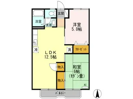 パレーシャル板谷A棟(2LDK/2階)の間取り写真