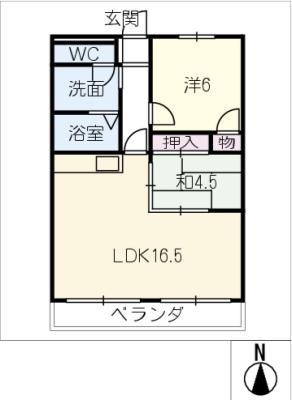 レナジア神領 (2LDK/2階)の間取り写真