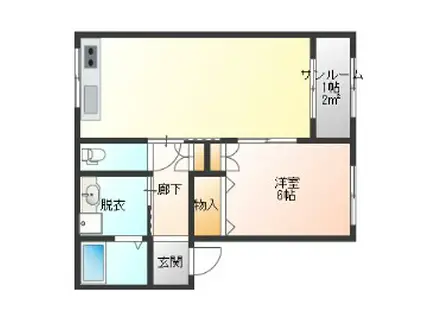 グリーンベルト(1LDK/1階)の間取り写真