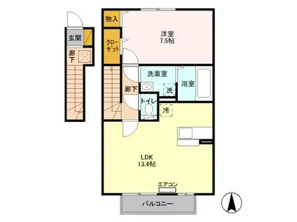 クレールコート(1LDK/2階)の間取り写真