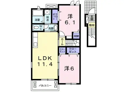 パミドーリ III(2LDK/2階)の間取り写真