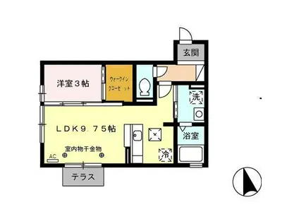 グラヴィティ A(1LDK/1階)の間取り写真