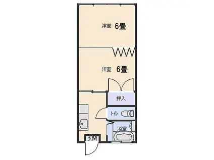 サンロードハイツ(2K/2階)の間取り写真