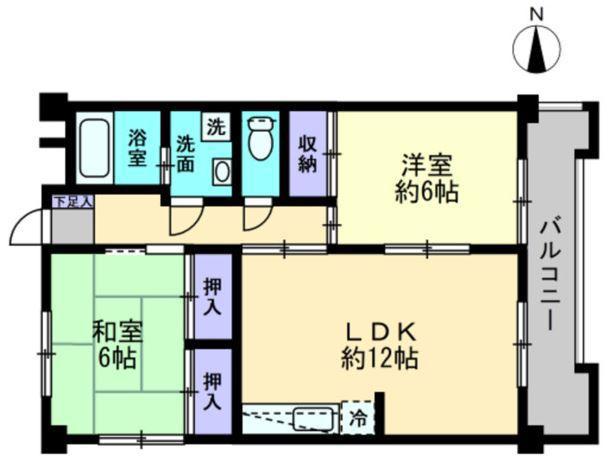 コーポニューデリ(2LDK/3階)の間取り写真