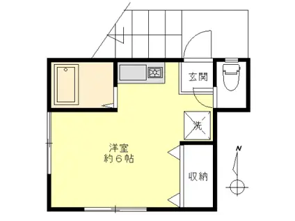 京王線 布田駅 徒歩3分 2階建 築23年(ワンルーム/2階)の間取り写真