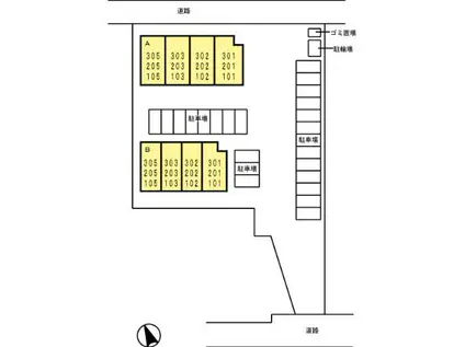 プレミアム B(ワンルーム/2階)の間取り写真