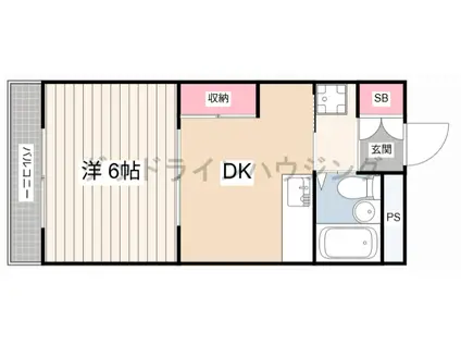 サンハイツ多井田D(1DK/1階)の間取り写真