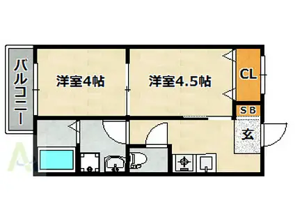 リッチライフ松本(2K/1階)の間取り写真