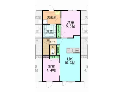 グラン・パレス高松II(2LDK/2階)の間取り写真