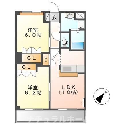 フィールドピアE(2LDK/2階)の間取り写真