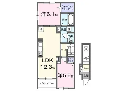 GREENAWAYII(2LDK/2階)の間取り写真