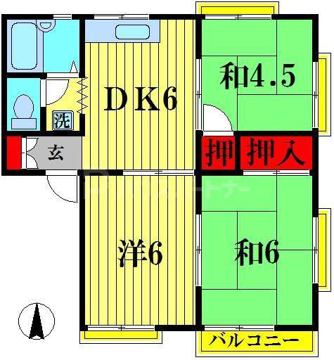 グリーンハイツオカダ E(3DK/1階)の間取り写真