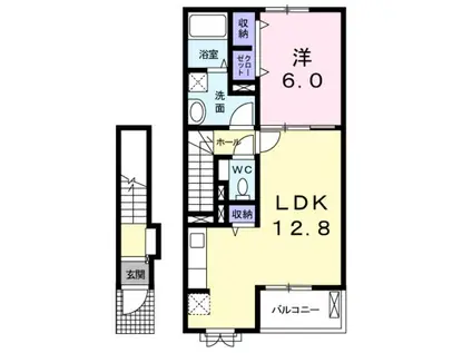 サンパティークII(1LDK/2階)の間取り写真