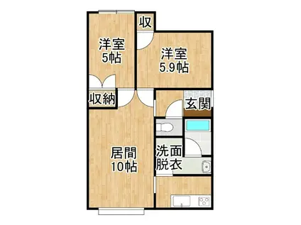 レスト石黒(2LDK/2階)の間取り写真