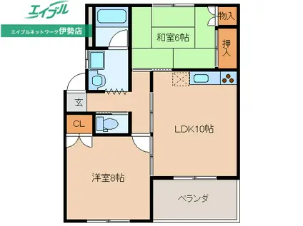 やまびこ2(2LDK/1階)の間取り写真