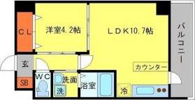 第7アローズ江坂公園(1LDK/7階)の間取り写真
