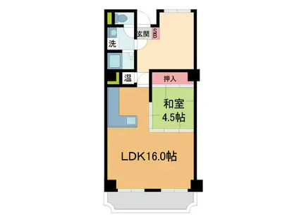 ローズハイツ芦屋(1LDK/7階)の間取り写真