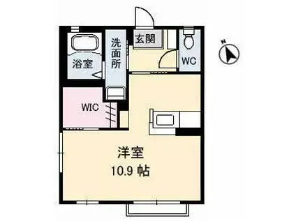 ドゥ・ルミエール(ワンルーム/1階)の間取り写真