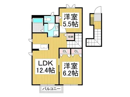 シャーメゾン恵(2LDK/2階)の間取り写真