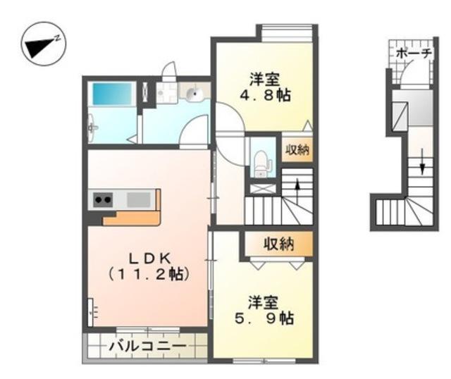 ルミナス・ハイム(2LDK/2階)の間取り写真
