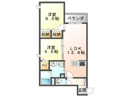 武庫之荘東1丁目ヘーベルメゾン(2LDK/1階)の間取り写真