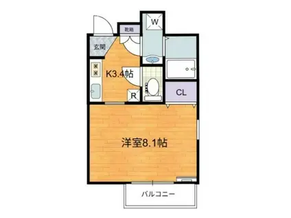 VILLA K.T(1K/1階)の間取り写真