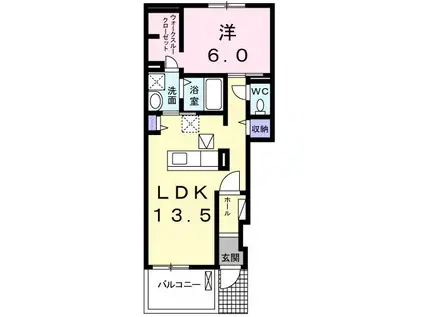 ヒルトップイイダII(1LDK/1階)の間取り写真