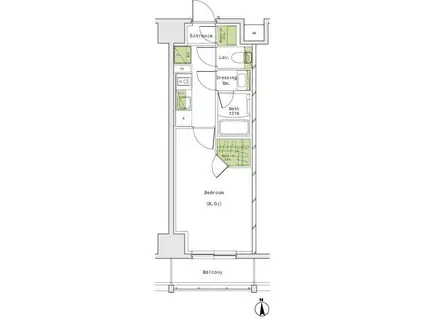 ザ・パークハビオ名古屋松原(1K/9階)の間取り写真