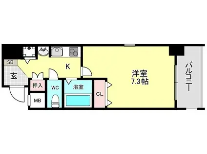 ラドゥセール難波東(1K/8階)の間取り写真