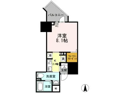 ライジングプレイス亀戸(1K/17階)の間取り写真