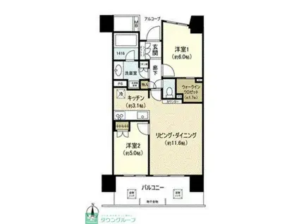 BELISTA高井戸駅前(2LDK/9階)の間取り写真