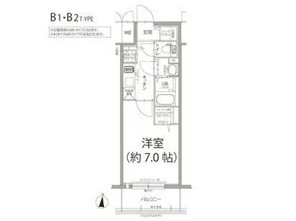 エスリード栄ラ・ヴィ(1K/4階)の間取り写真