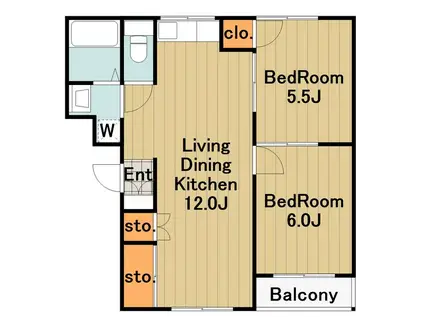 ライフ千代田(2LDK/3階)の間取り写真