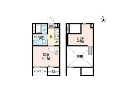 プレジール黄金(1K/1階)の間取り写真