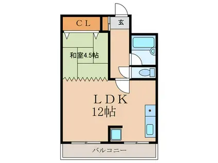 丸忠ビル(1LDK/4階)の間取り写真