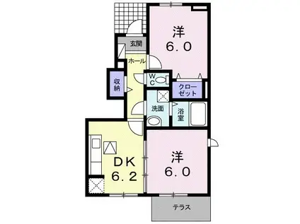 ミルトIV(2DK/1階)の間取り写真