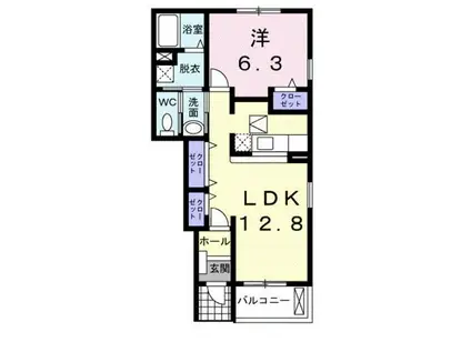 アビシニアンD(1LDK/1階)の間取り写真