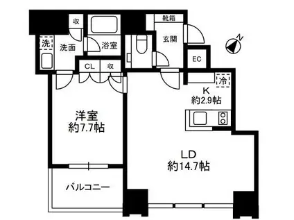 THE ROPPONGI TOKYO SUPERIOR RESIDEN(1LDK/8階)の間取り写真
