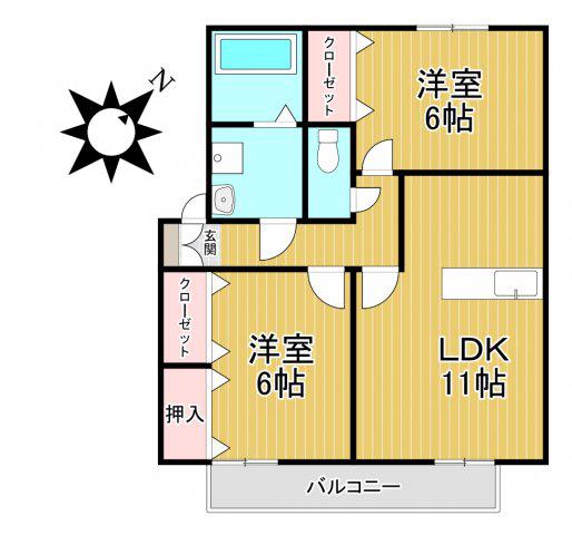 ラヴィーンコート(2LDK/1階)の間取り写真