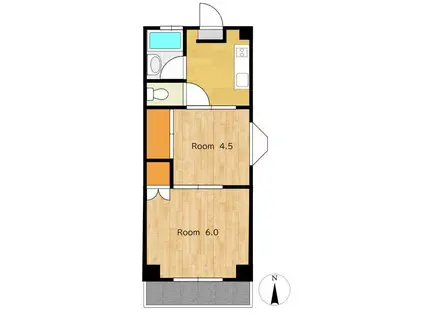 石庭ビル(2K/2階)の間取り写真