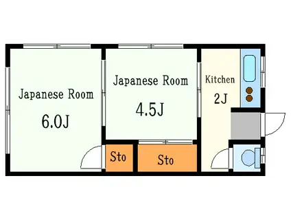幸泉荘(2K/2階)の間取り写真