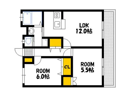 辻本ビル(2LDK/2階)の間取り写真