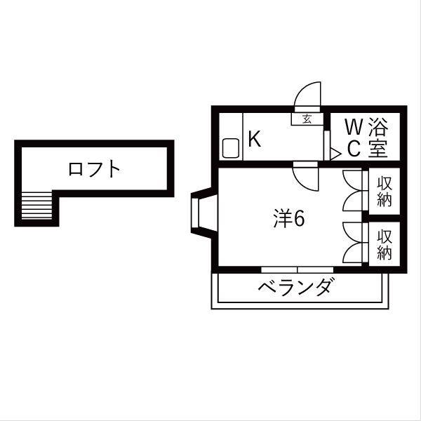 北浜町アパート(1K/1階)の間取り写真
