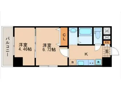 アスコット河原町駅前(2K/2階)の間取り写真