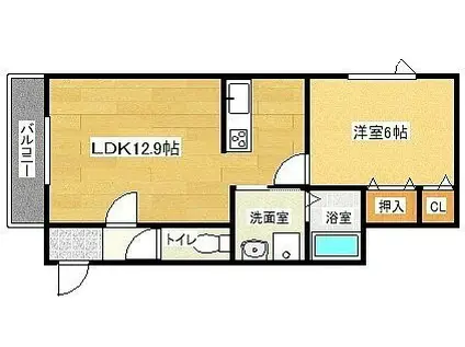 LULU PURIN(1LDK/1階)の間取り写真