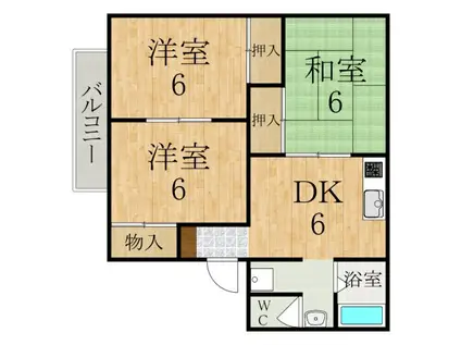 サニーコートII(3DK/1階)の間取り写真