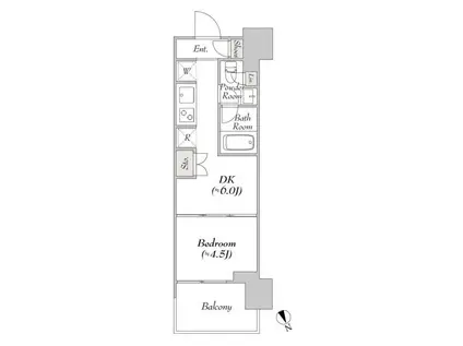 ウエリスアーバン水天宮前(1DK/3階)の間取り写真