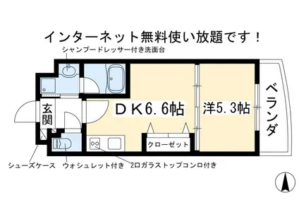 ELAN MANOIR一乗寺(1DK/1階)の間取り写真