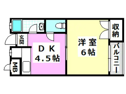 千里丘センターハイツ(1DK/2階)の間取り写真