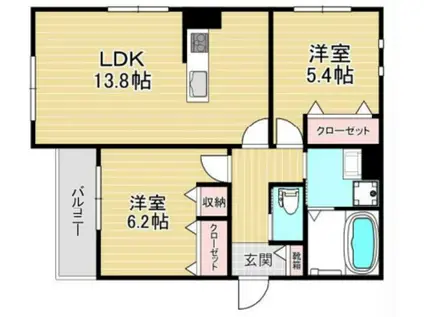ストック羽沢(2LDK/2階)の間取り写真